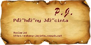 Páhány Jácinta névjegykártya